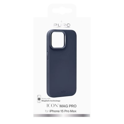 2. Etui silikonowe Puro Icon Mag Pro MagSafe do iPhone 15 Pro Max - ciemnoniebieskie