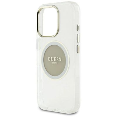 6. Etui Guess IML Metal Colored Circle Classic Logo MagSafe na iPhone 16 Pro Max - szare