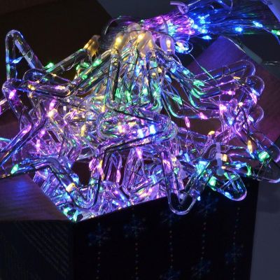 2. LAMPKI CHOINKOWE KURTYNA ŚWIETLNA 120x120 CM 235LED MULTIKOLOR GWIAZDKI