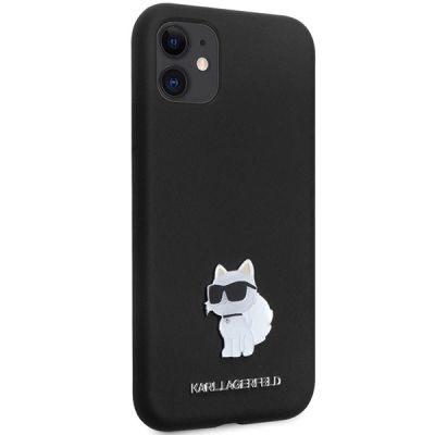 4. Etui Karl Lagerfeld Silicone Choupette Metal Pin na iPhone 11 / Xr - czarne