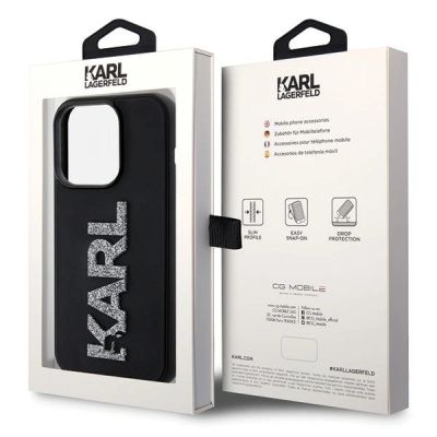 8. Etui Karl Lagerfeld 3D Rubber Glitter Logo na iPhone 15 Pro Max - czarne
