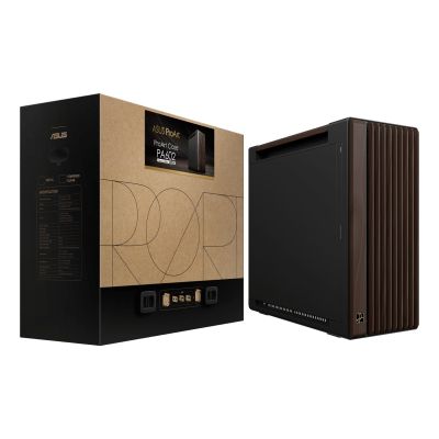 34. ASUS ProArt PA602 Wood Edition Modern Black - Metal Panel Midi Tower Czarny, Drewno