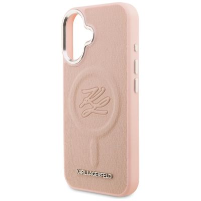 6. Etui Karl Lagerfeld Initial & Metal Logo MagSafe na iPhone 16 - różowe