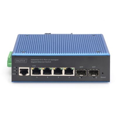 4. Switcher przemysłowy 4+2-Port L2 zarządzany Gigabit Ethernet 4 x GE RJ45 + 2 SFP Port