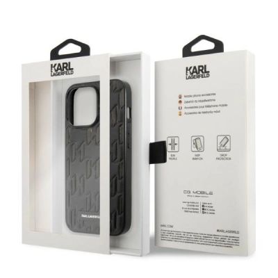 8. Etui Karl Lagerfeld Monogram Plaque na iPhone 13 Pro Max - czarne