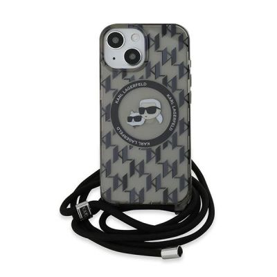 2. Etui Karl Lagerfeld IML Crossbody Monogram Karl & Choupette Head MagSafe na iPhone 15 / 14 / 13 - czarne