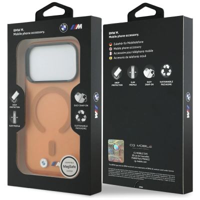 8. Etui BMW M IML Frosted Metal Logo & Trims MagSafe na iPhone 17 Pro / 18 Pro - pomarańczowe