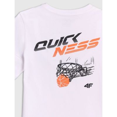 5. T-shirt regular z nadrukiem chłopięcy 4F 4FJRAW26TTSHM4343-10S