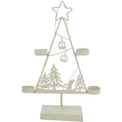 2. ŚWIECZNIK METALOWA CHOINKA LED 38CM BIAŁA