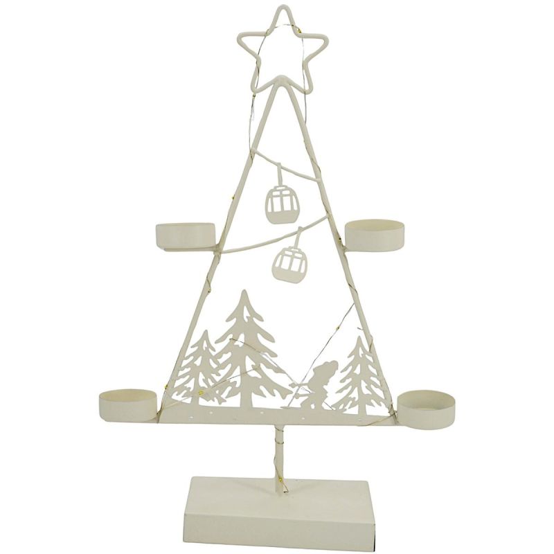 2. ŚWIECZNIK METALOWA CHOINKA LED 38CM BIAŁA