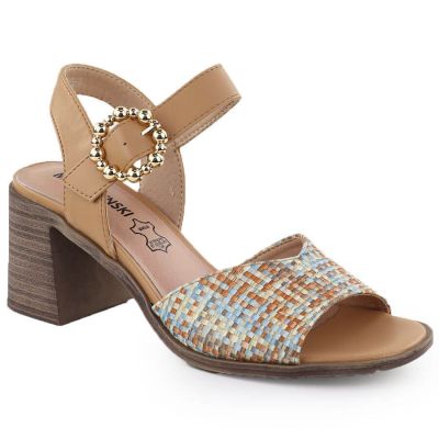14. Sandały damskie na słupku plecionki beżowe M.Daszyński MR24125-4
