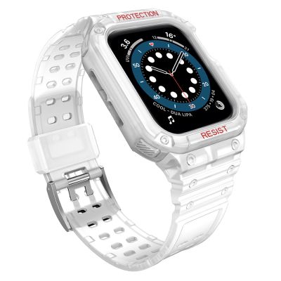Pasek z etui ochronnym Protect Strap Band do Apple Watch 42 / 44 / 45 mm opaska obudowa pancerna - przezroczysty
