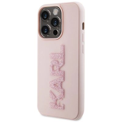2. Etui Karl Lagerfeld 3D Rubber Glitter Logo na iPhone 15 Pro Max - różowe