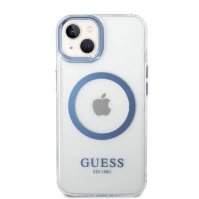 3. Etui Guess Metal Outline MagSafe na iPhone 14 Plus - niebieskie