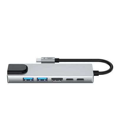 3. Adapter Tech-Protect HB02 HUB Adapter 6w1 USB-C + USB2.0 + USB3.0 + HDMI 4K 30Hz + RJ45 + PD100W - szary