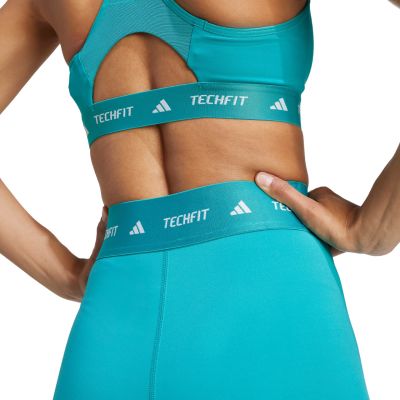 11. Spodenki damskie adidas Techfit turkusowe JW7561