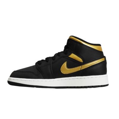 2. Buty do koszykówki Air Jordan 1 Mid Junior (GS) Black/Metallic Gold - DQ8423-071