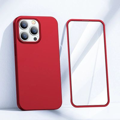 2. Joyroom 360 Full Case etui pokrowiec do iPhone 13 Pro Max obudowa na tył i przód + szkło hartowane czerwony (JR-BP928 red)