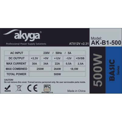 4. Zasilacz Akyga AK-B1-500 (500 W; Pasywne; 120 mm)