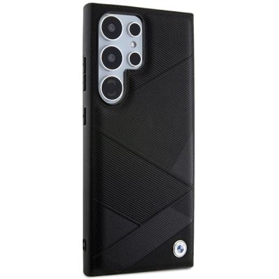 4. Etui BMW Signature Leather Crossing Lines Pattern na Samsung Galaxy S24 Ultra - czarne