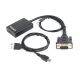 Adapter GEMBIRD A-VGA-HDMI-01 (HDMI F - D-Sub (VGA), Jack stereo 3,5 mm, USB 2.0 M; 0,15m; kolor czarny)