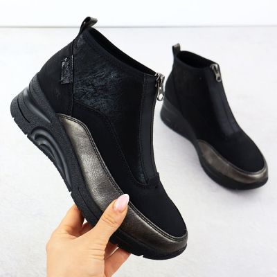 2. Botki damskie na zamek czarne Rieker 9362