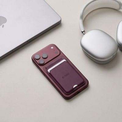 5. Portfel magnetyczny Tech-Protect MagWallet Stand MagSafe na telefon - burgundowy