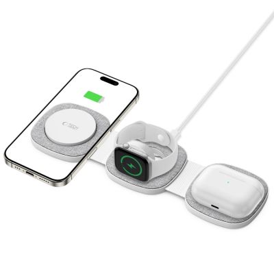 2. Ładowarka Tech-Protect QI15W-A32 indukcyjna 3w1 z MagSafe na smartfon / Apple Watch / AirPods - szara
