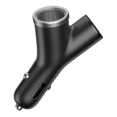 4. Baseus Y Type Car Charger ładowarka samochodowa 2x USB + gniazdo zapalniczki 3.4A czarny (CCALL-YX01)
