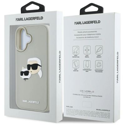 8. Etui Karl Lagerfeld HC 3D Rubber Double Heads na iPhone 16 - beżowe