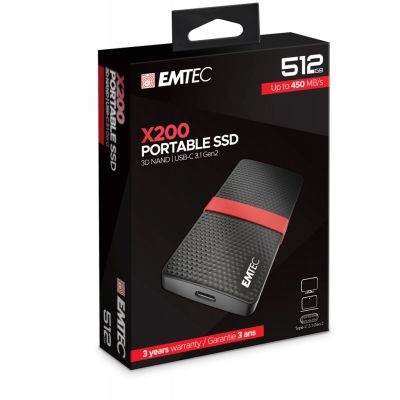 2. Emtec X200 512 GB USB Type-C 3.2 Gen 1 (3.1 Gen 1) Czarny, Czerwony