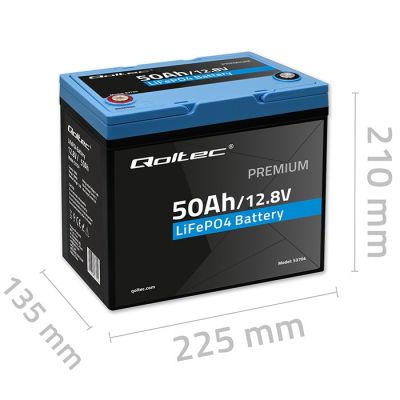 8. Qoltec Akumulator LiFePO4 Litowo-Żelazowo-Fosforanowy | 12.8V | 50Ah | 640Wh| BMS