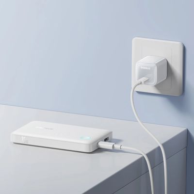 17. Powerbank Baseus EnerFill FP11 10000mAh 15W z białym kablem USB-C 20V/3A 30cm - biały