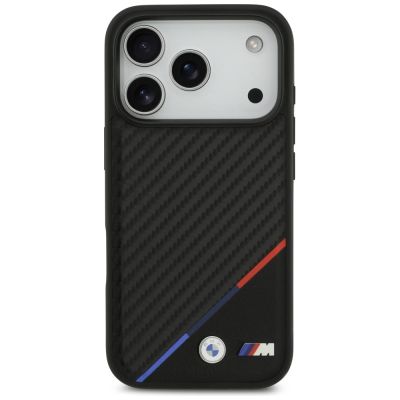 3. Etui BMW M Carbon Tricolor Line MagSafe na iPhone 17 Pro - czarne