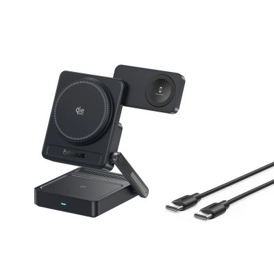 2. Ładowarka bezprzewodowa Baseus PicoGo AF21 3w1 Qi2.2 35W z kablem USB-C 1m - czarna