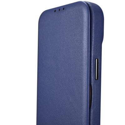 14. iCarer CE Premium Leather Folio Case skórzane etui iPhone 14 Pro z klapką magnetyczne MagSafe niebieski (WMI14220714-BU)