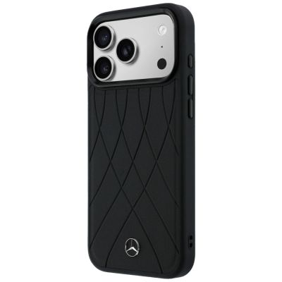 2. Etui Mercedes Leather with Crossed Lines MagSafe na iPhone 17 Pro - czarne
