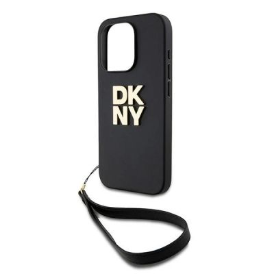 4. Etui DKNY Wrist Strap Stock Logo na iPhone 15 Pro - czarne
