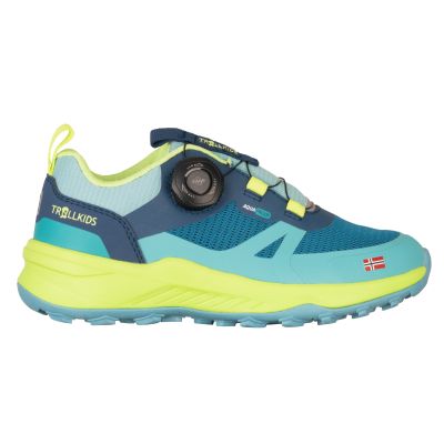 8. Buty Trollkids Trollfjord Hiker Low XT Waterproof niebieski portowy/wiosenny liść/mgła akwamarynowa