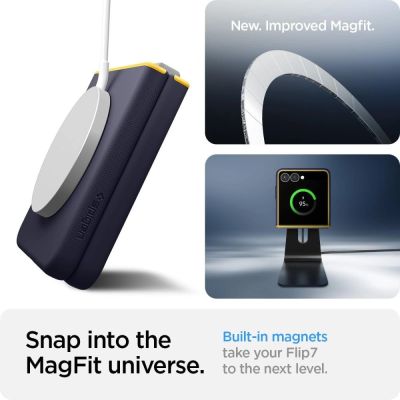 3. Etui Nano Pop Mag MagSafe na Samsung Galaxy Z Flip 7 - granatowo-żółte