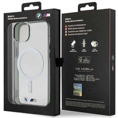 8. Etui BMW Silver Ring MagSafe na iPhone 14 Plus - przezroczyste