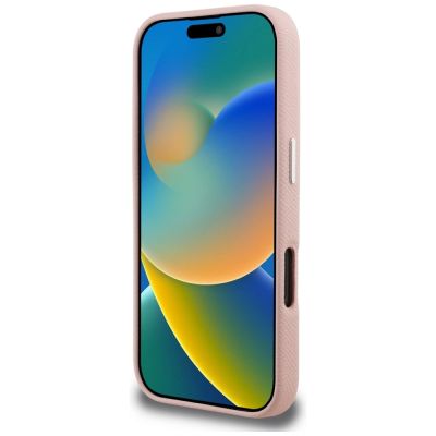 5. Etui Karl Lagerfeld FW Grained Signature Logo na iPhone 16 Pro - różowe