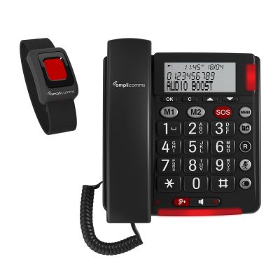 amplicomms BigTel 50 Alarm Plus Telefon analogowy Nazwa i identyfikacja dzwoniącego Ciemny Szary