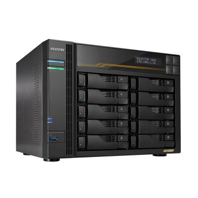 2. NAS Asustor AS6810T; Tower; 10x (3.5" SATA HDD/ 2.5" SSD); AMD Ryzen Embedded V3C14; 16G ECC DDR5 SODIMM (max. 64GB), 2x 10GbE, 2x 5GbE, 4x M.2 2280 NVMe PCIe 4.0, 2x USB4, 2x USB 3.2 Gen, 1x optional 10 GbE card