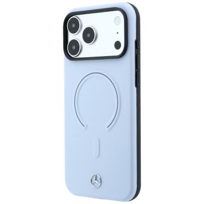 2. Etui Mercedes Leather 3D MagSafe do iPhone 18 Pro Max / 17 Pro Max - niebieske