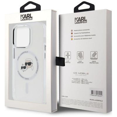 8. Etui Karl Lagerfeld IML Metal Karl & Choupette Head MagSafe na iPhone 14 Pro - białe