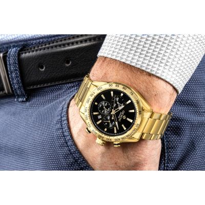 4. Zegarek Męski Giewont Chronograph Sapphire Złoto Czarny GW9580-B4