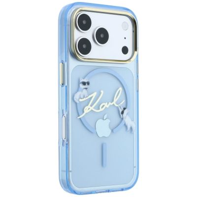 4. Etui Karl Lagerfeld Script Logo MagSafe na iPhone 18 Pro / 17 Pro - jasnoniebieskie