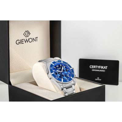 7. Zegarek Męski Giewont Chronograph Sapphire Srebrno Niebieski GW3970-B3