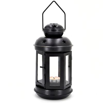 ŚWIECZNIK NA TEA LIGHT LATARENKA 20CM CZARNA